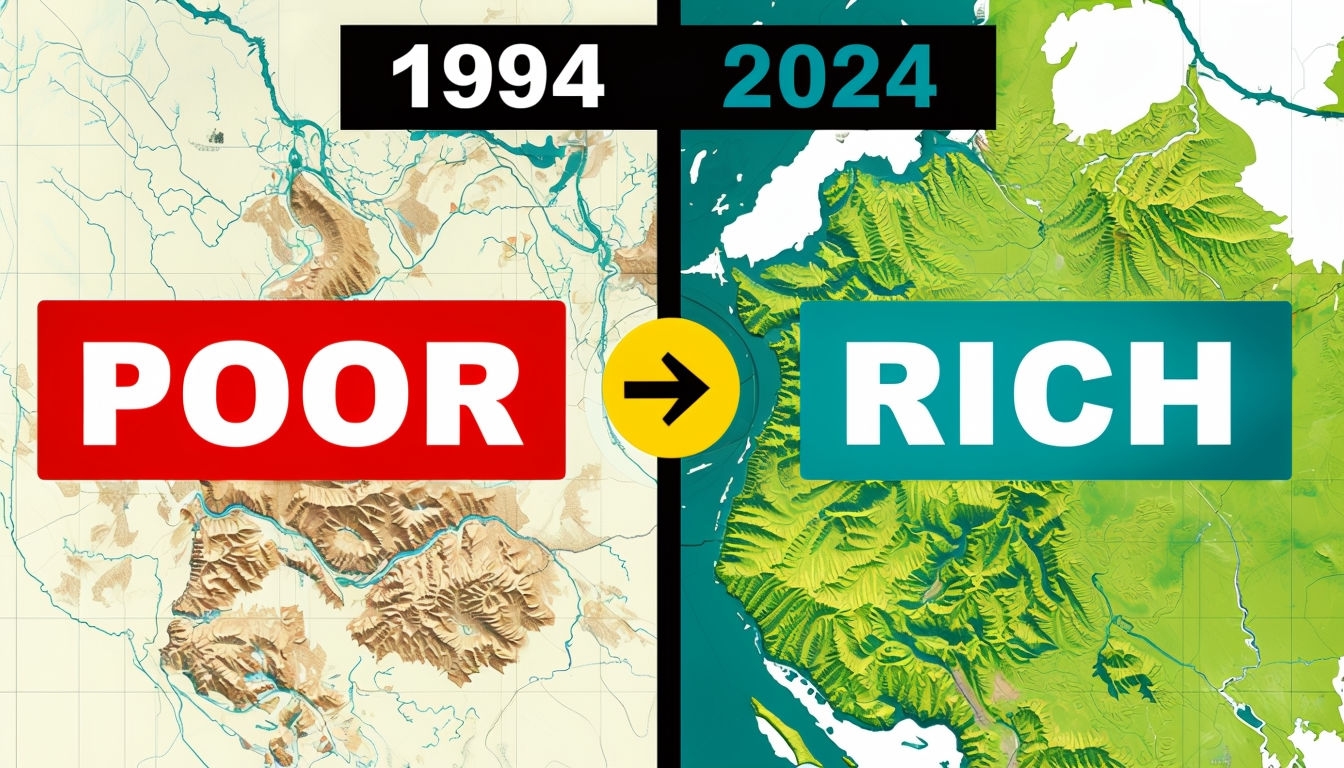 Comparative Economic Transformation Map from 1994 to 2024 Poster