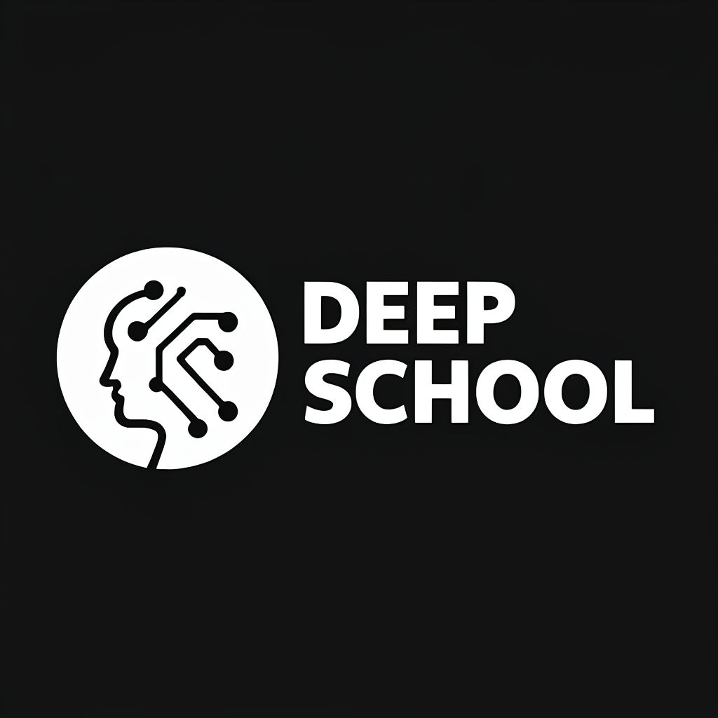 Modern Minimalist Deep School Logo on Black Background