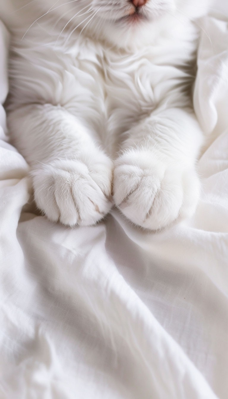 Cute Close-Up Photograph of Fluffy Kitten's Paws Art