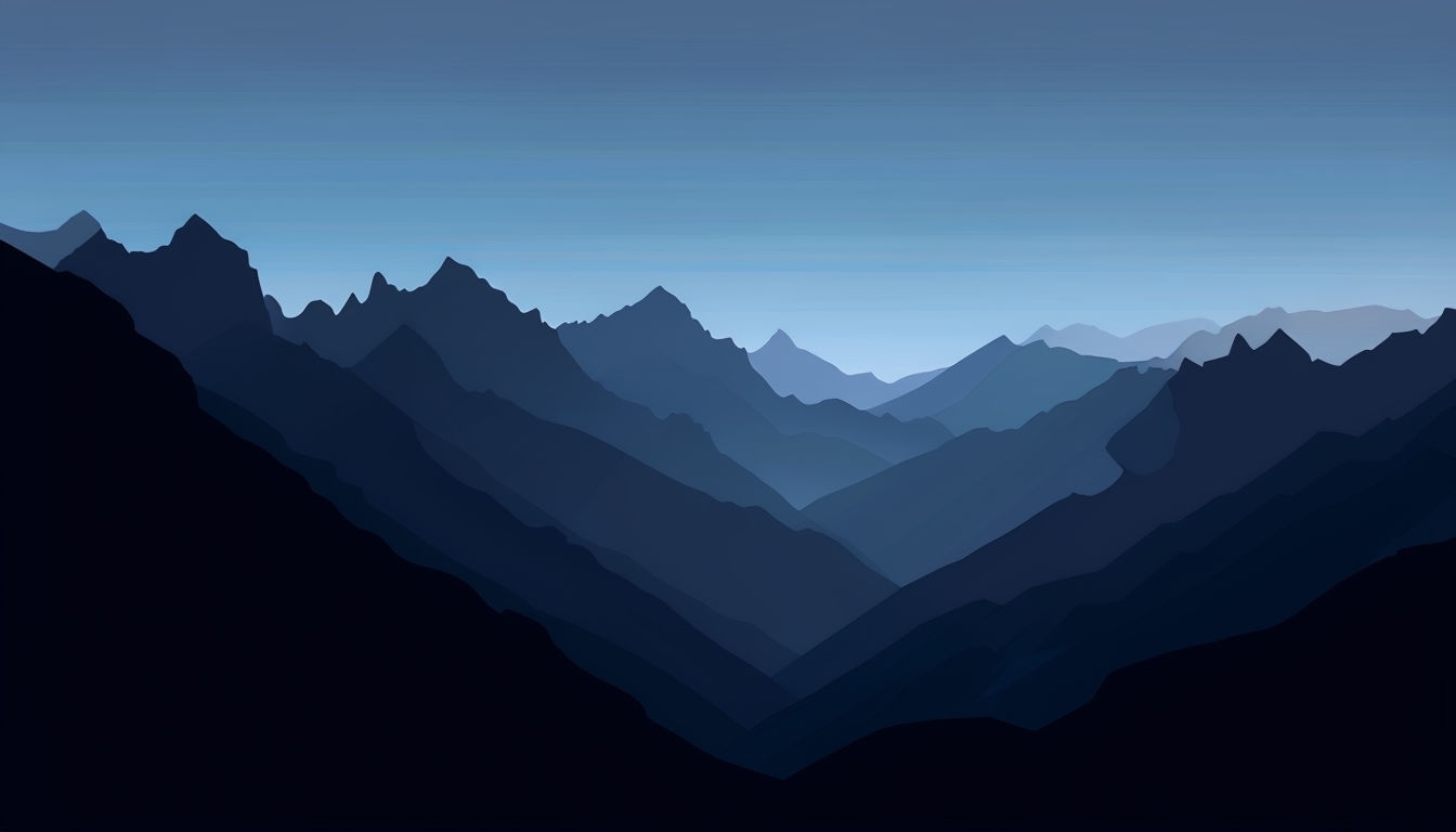 Serene Dusk Mountain Landscape Digital Illustration Background