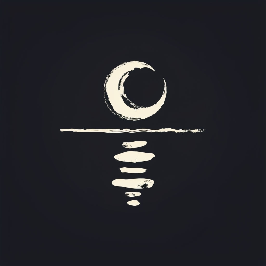 Minimalist Crescent Moon Abstract Logo Design on Charcoal Background