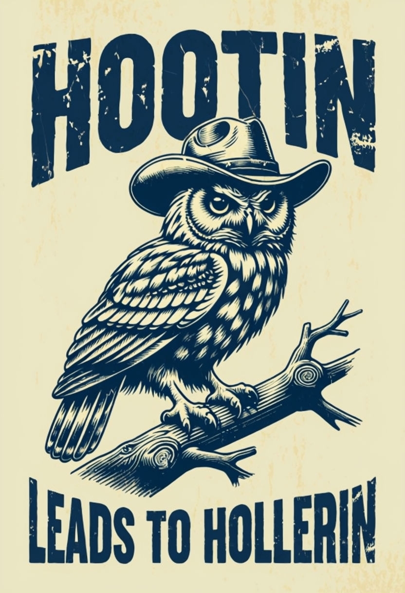 Vintage Owl Hootin' Leads to Hollerin' T-shirt