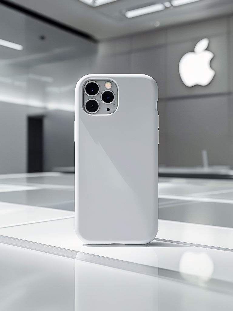 Sleek White iPhone Case Photography for Minimalist Style Mockup