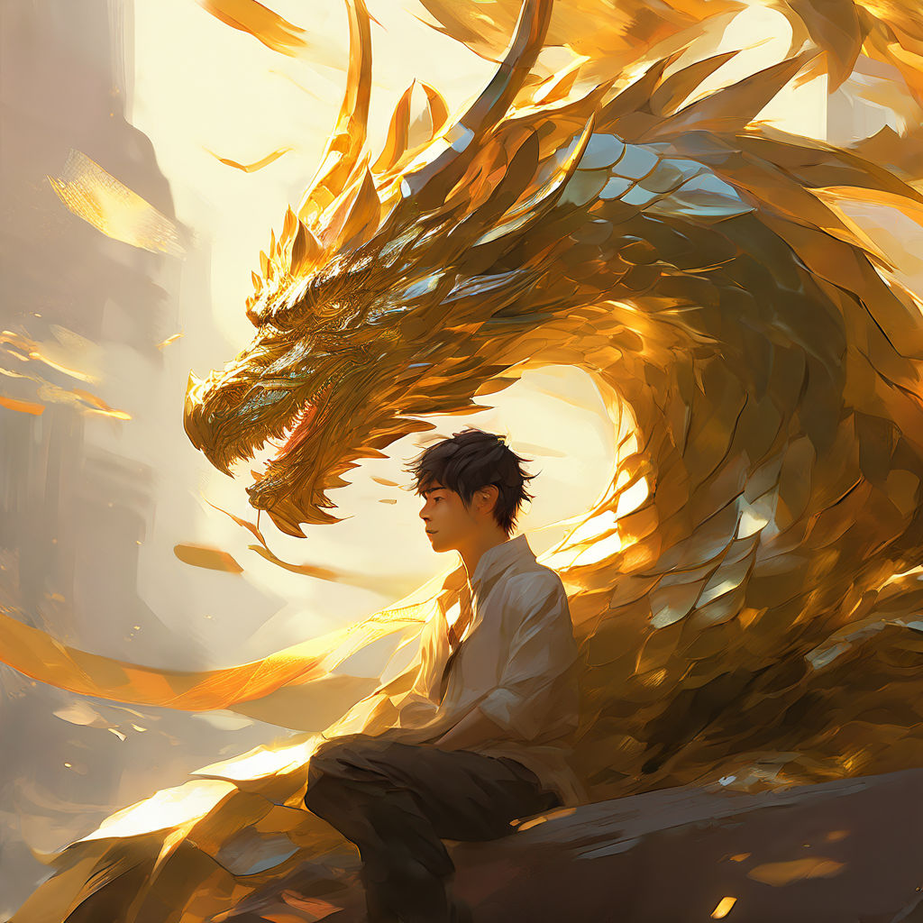 Draw a picture of Gold Dragon reincarnated as a male human b... by 김정연 ...