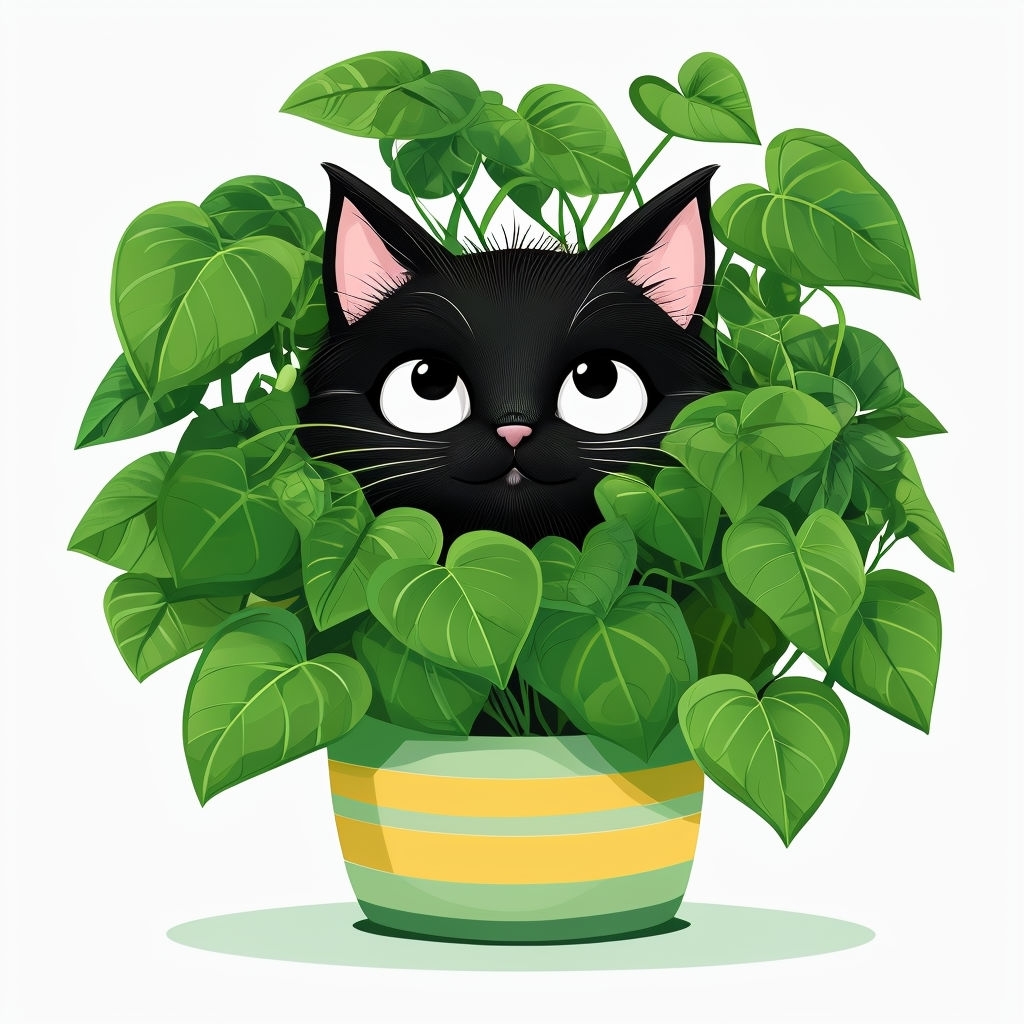 Whimsical Black Cat Hiding in Green Leaves Illustration Mug