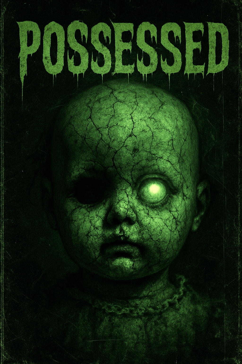 Eerie Possessed Doll Close-Up Horror Art Poster