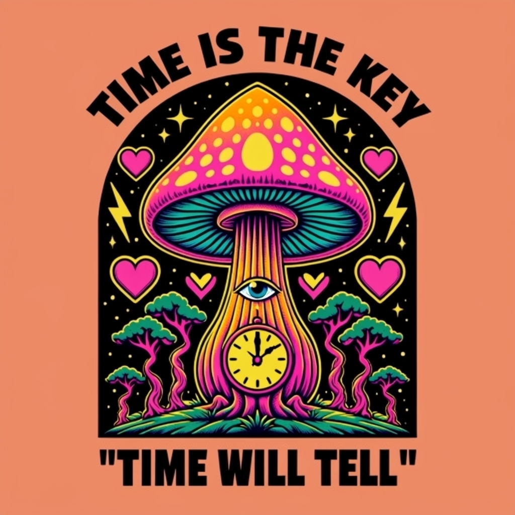 Psychedelic Mushroom Illustration with Whimsical Trees T-Shirt