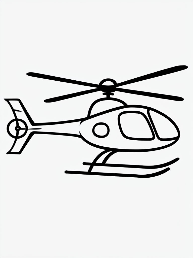 Minimalist Black Line Helicopter Illustration Coloring Book Pages