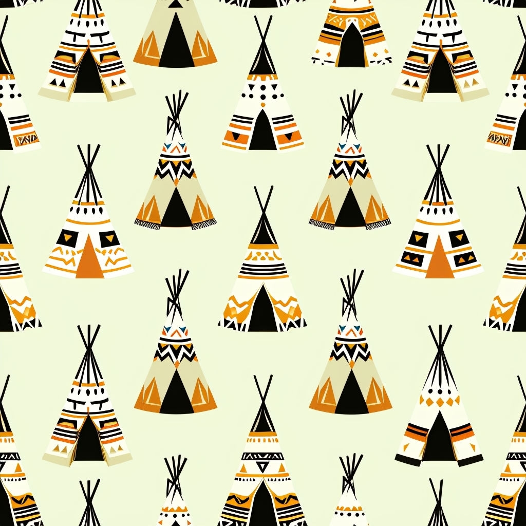 Colorful Bohemian Teepee Seamless Pattern Design