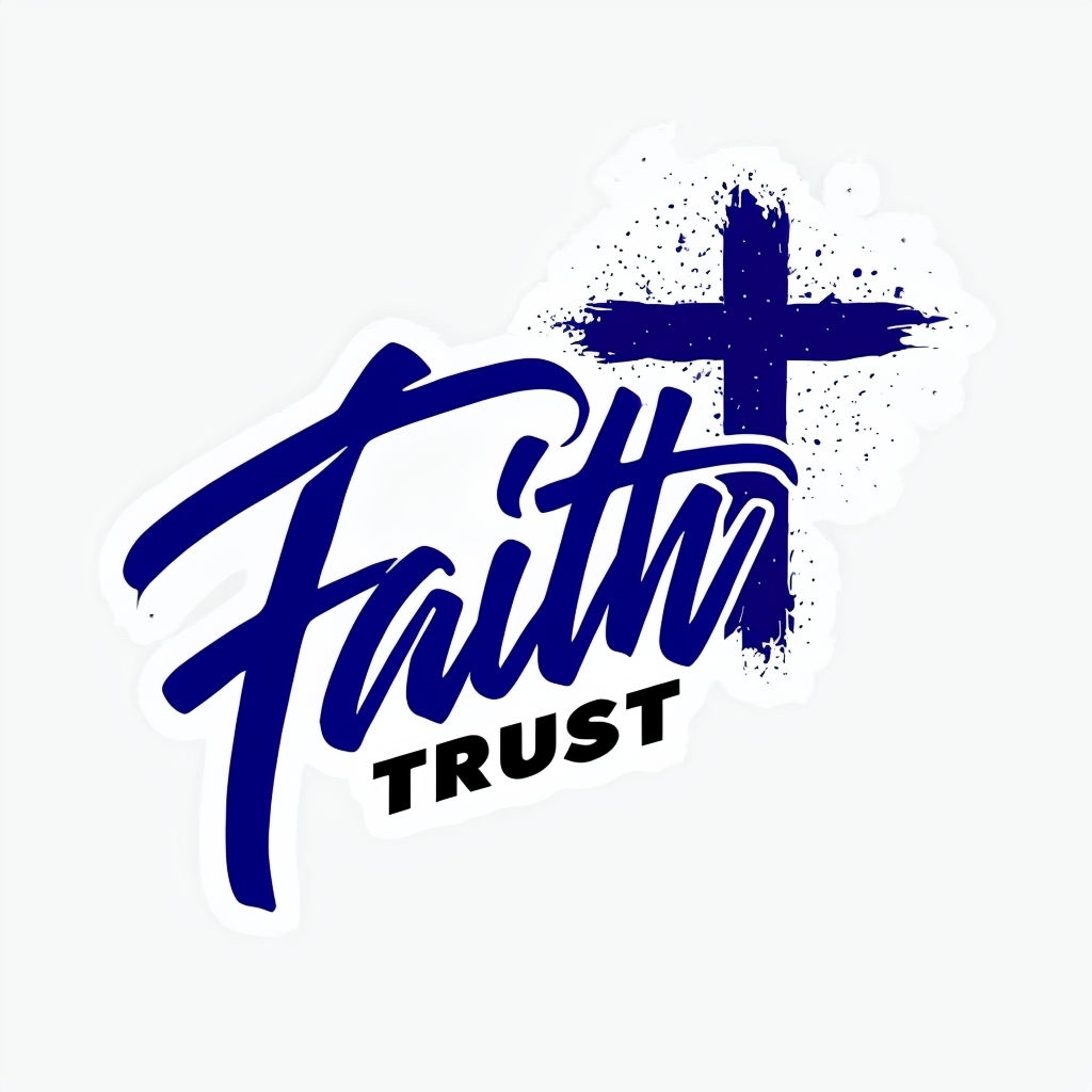 Dynamic Faith and Trust Mug Design with Navy Blue Script