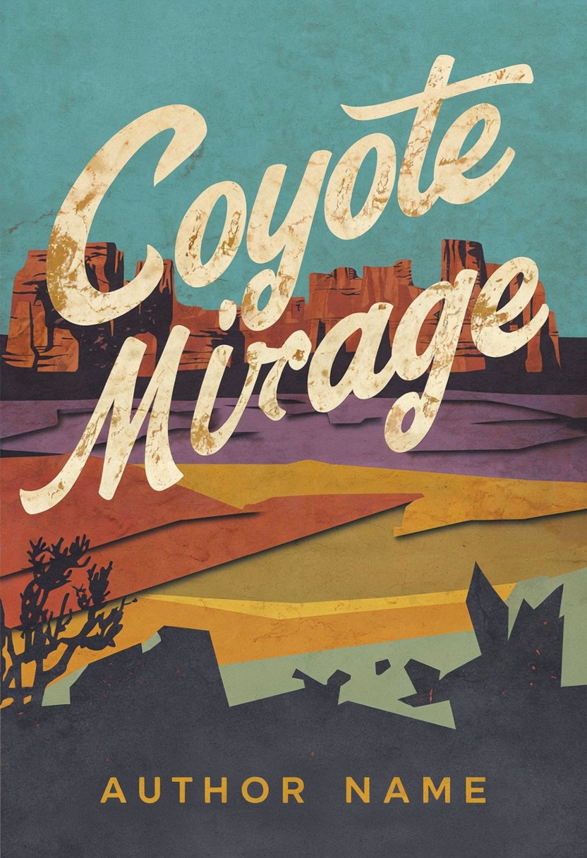 Bold Retro Coyote Mirage Desert EBook Cover Design