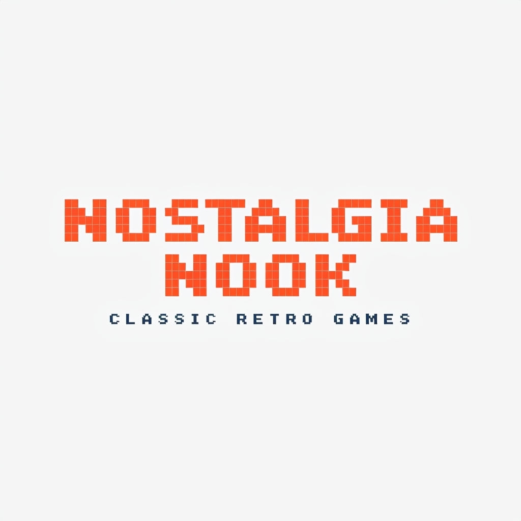 Minimalist Pixelated Nostalgia Nook Logo Design for Retro Games Logo