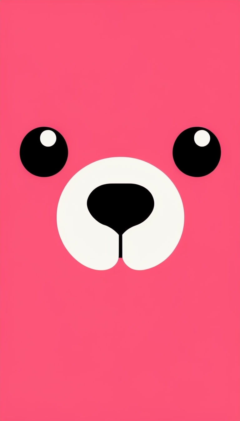 Minimalist Cute Bear Face Illustration on Pink Background Phone Case Cover
