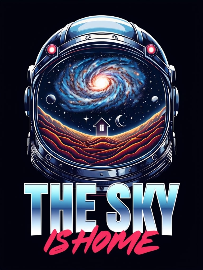 Futuristic Astronaut Helmet with Cosmic Landscape T-Shirt