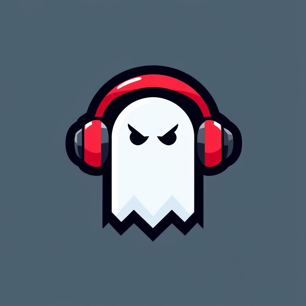 Playful Cartoon Ghost with Headphones Minimalist Logo