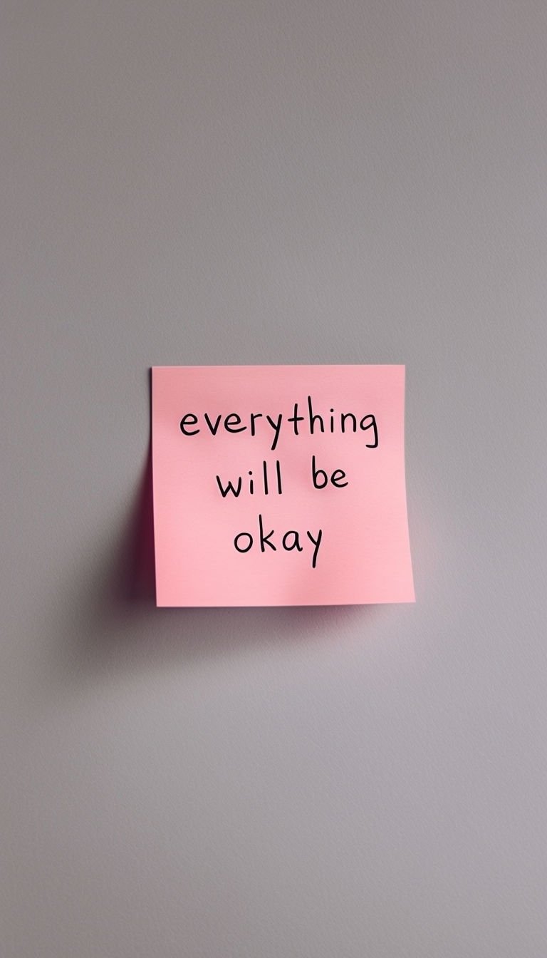 Minimalist Light Pink Post-It Note with Motivational Quote Mobile Wallpaper