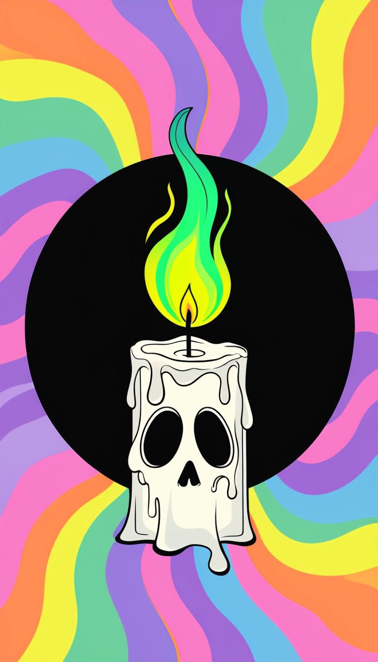 Abstract Skull Candle with Colorful Psychedelic Background Phone Case Cover