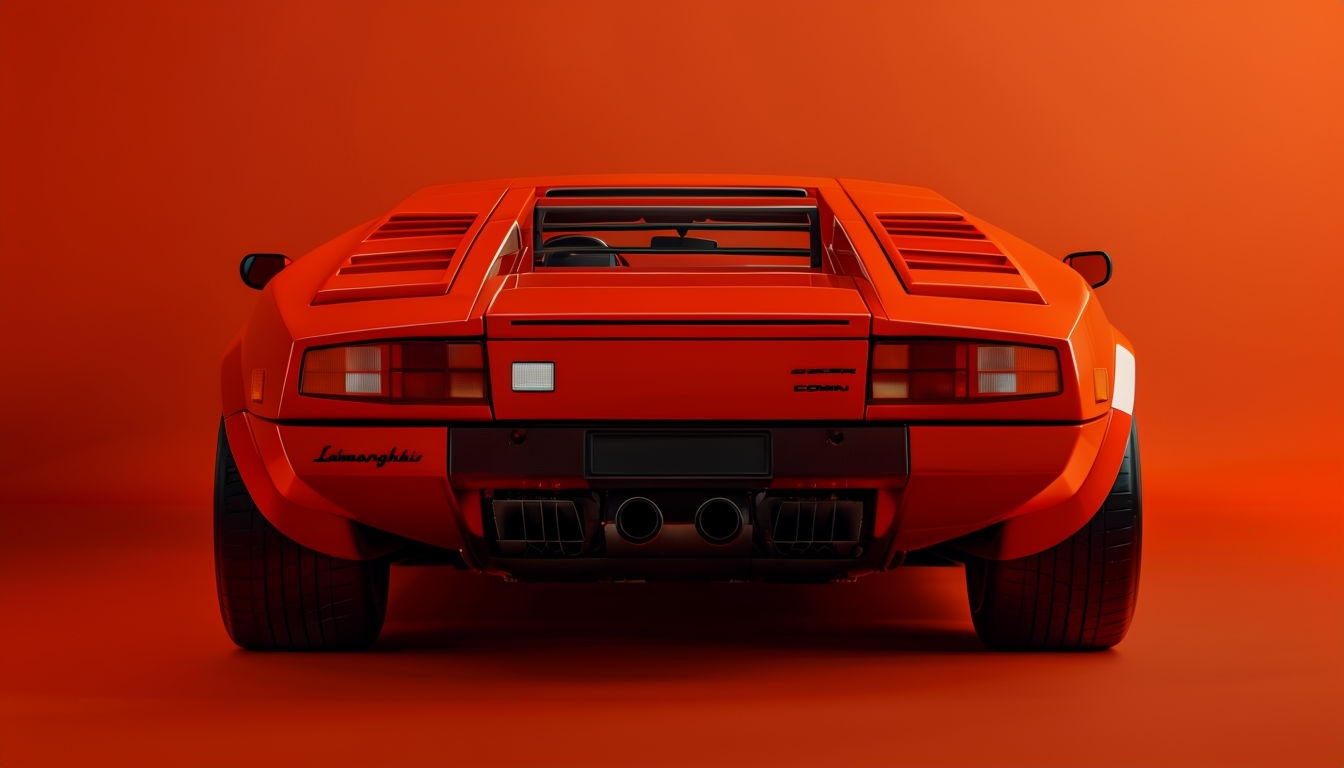 Stunning Lamborghini Countach Rear View Art Background Virtual Backgrounds