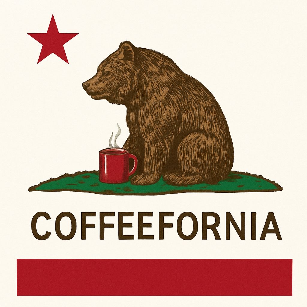 Humorous Vintage Coffeeornia Bear Illustration Mug