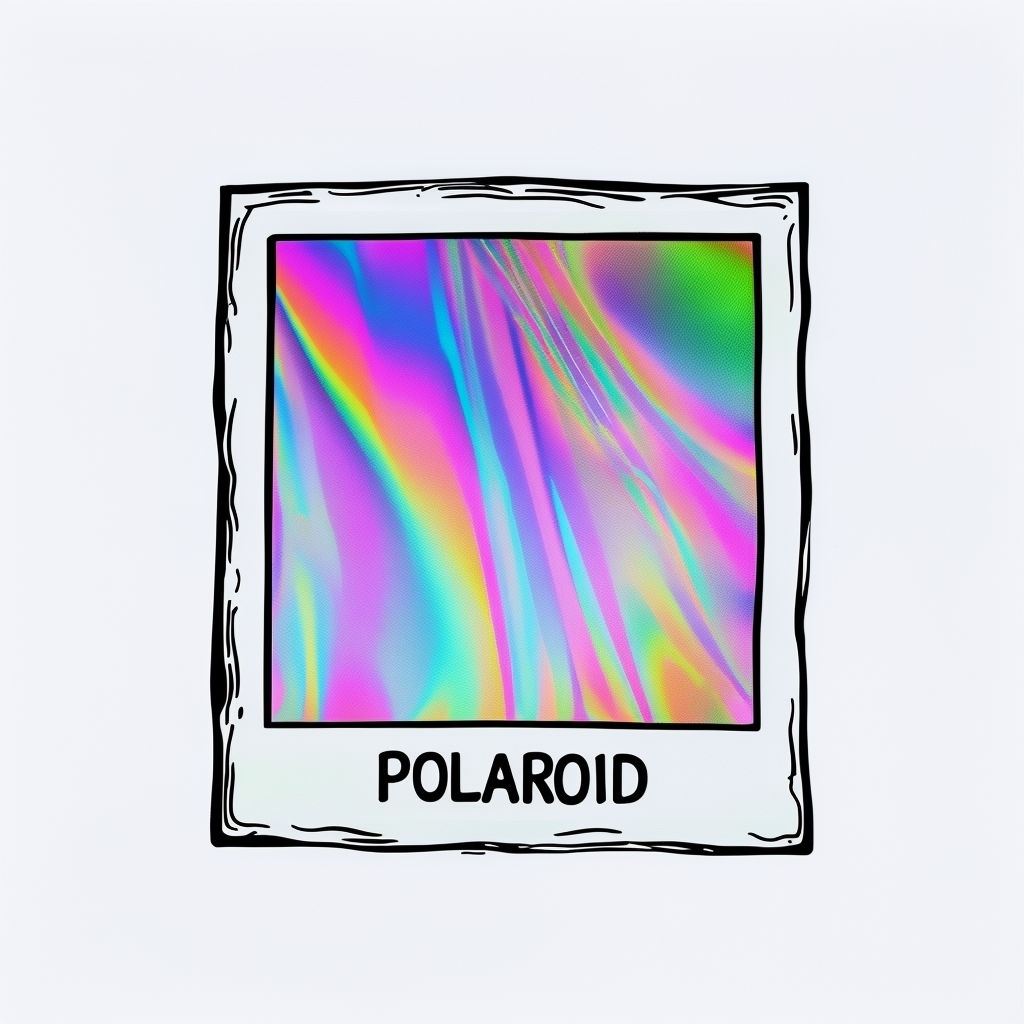 Iridescent Polaroid Picture Frame Digital Sticker Design