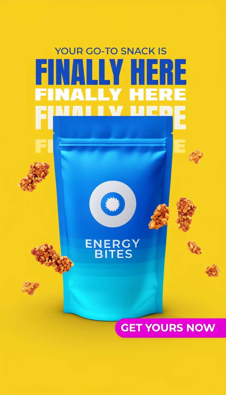 Vibrant Energy Bites Snack Pouch Promotional Advertisement Ads