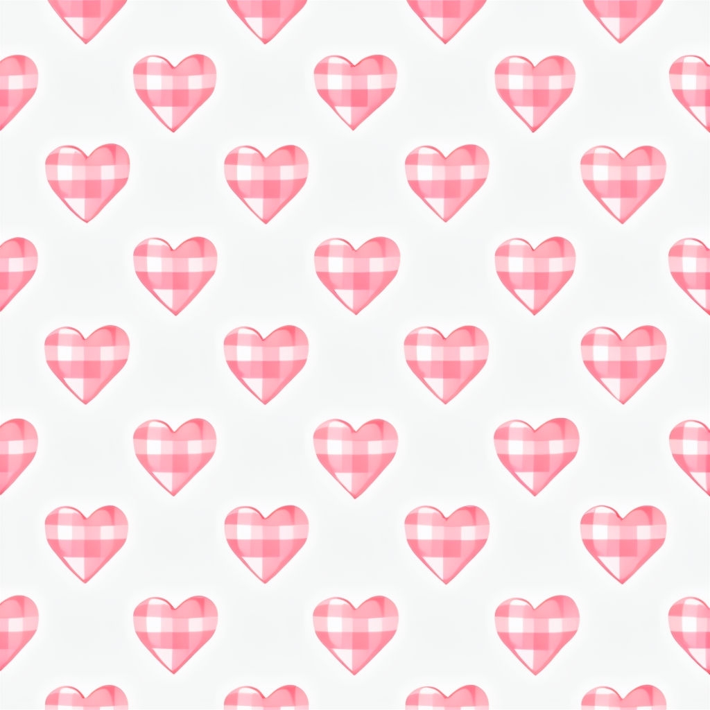 Classic Gingham Check Pattern with Heart Shapes Design Seamless Pattern