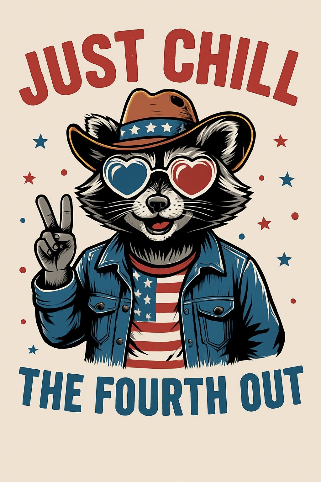 Cheerful Patriotic Raccoon Just Chill T-Shirt