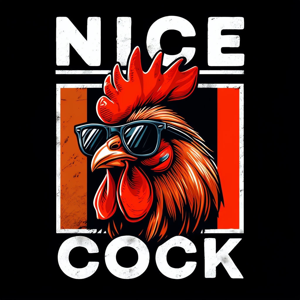 Cool Rooster with Sunglasses and Bold 'NICE COCK' Design T-Shirt