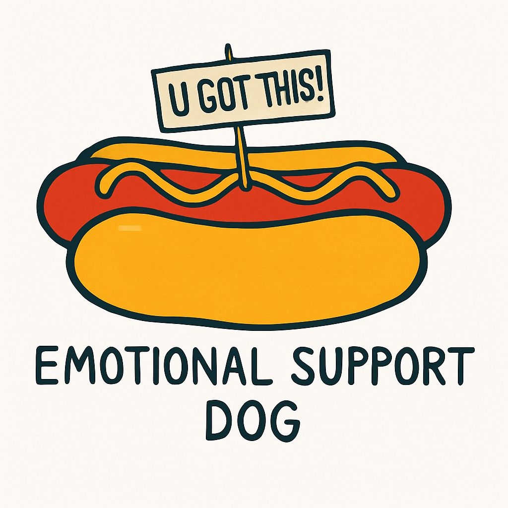 Playful Hotdog Emotional Support Illustration Sticker