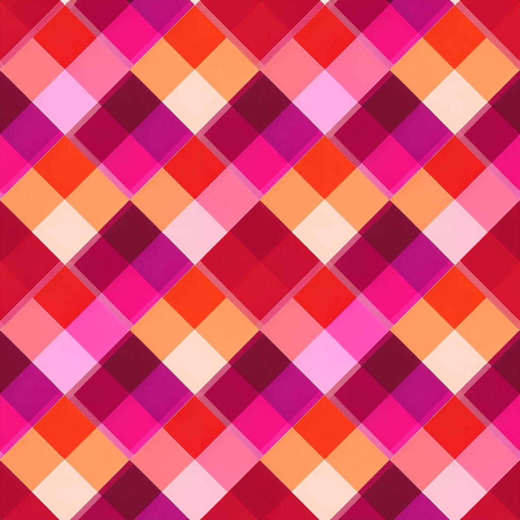 Vibrant Crimson and Peach Diamond Plaid Seamless Pattern