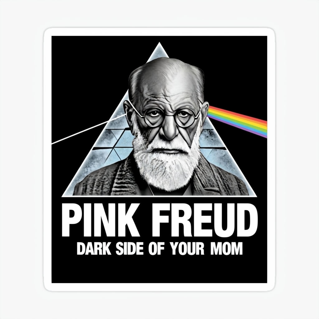 Pink Freud Dark Side of Your Mom Grayscale Sticker