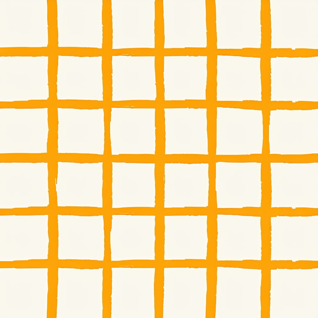Amber Yellow Grid Pattern on Cream Background Seamless Pattern