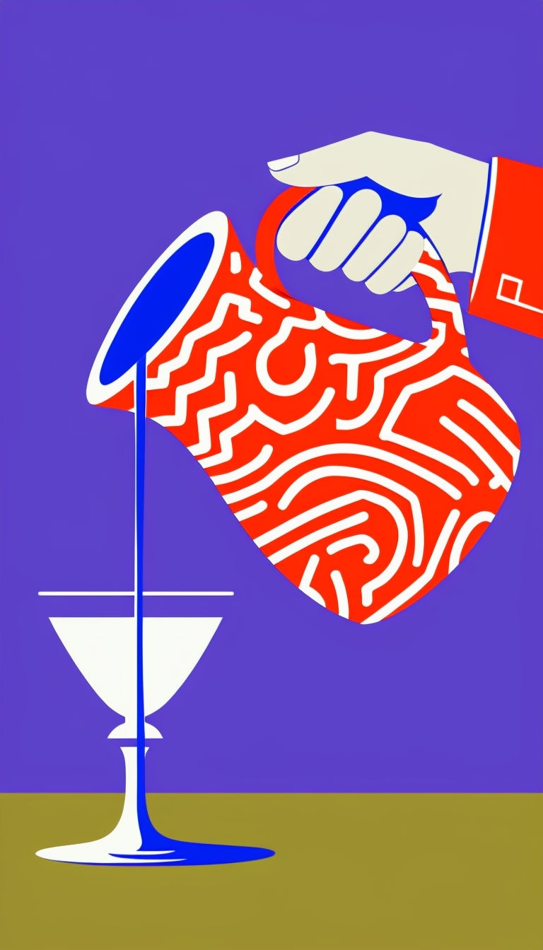 Stylized Pitcher Pouring Liquid Graphic Illustration Art