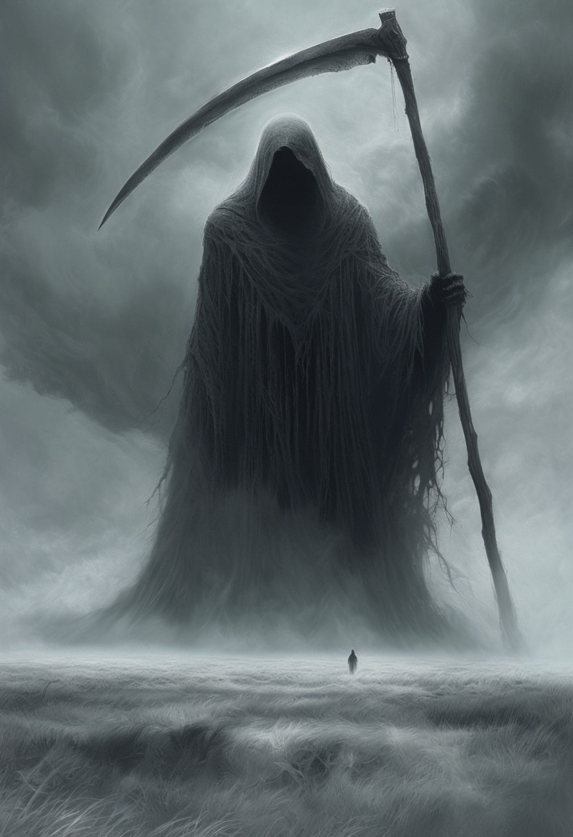 Eerie Dark Fantasy Grim Reaper Digital Art Mobile Wallpaper