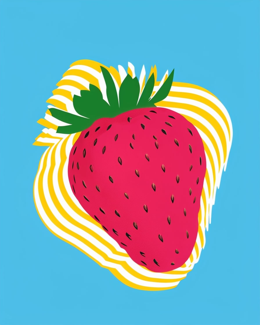 Vibrant Strawberry Graphic Design on Sky Blue Background T-shirt