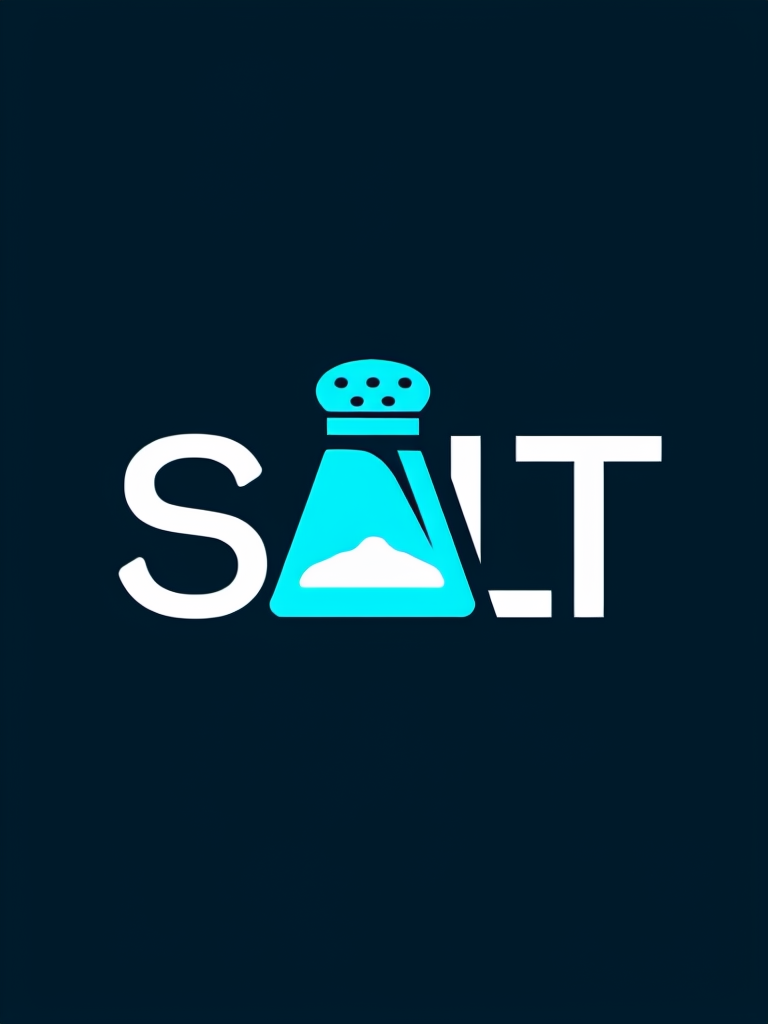 Minimalist Navy Blue SALT Logo Design with Cyan Shaker