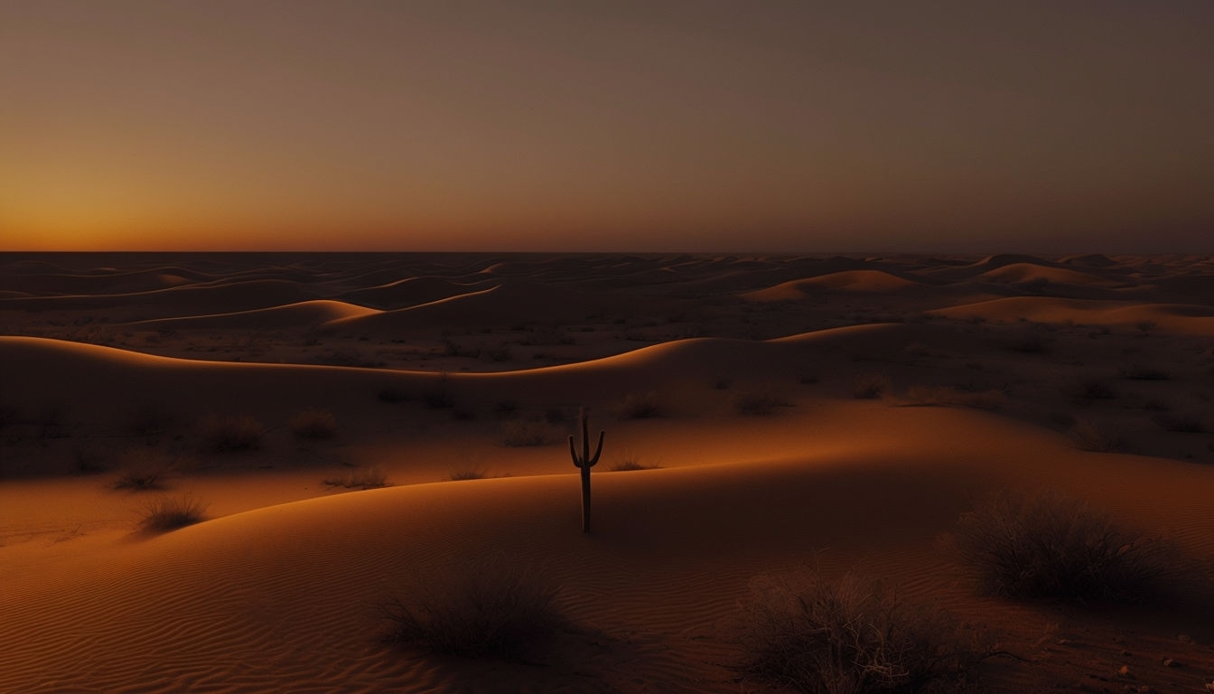 Tranquil Desert Landscape at Sunset Virtual Background