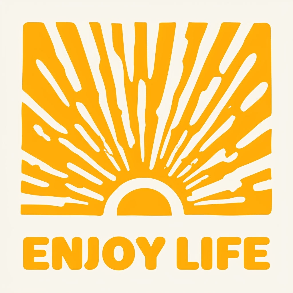 Bright Abstract Sun Design with 'Enjoy Life' Message Poster