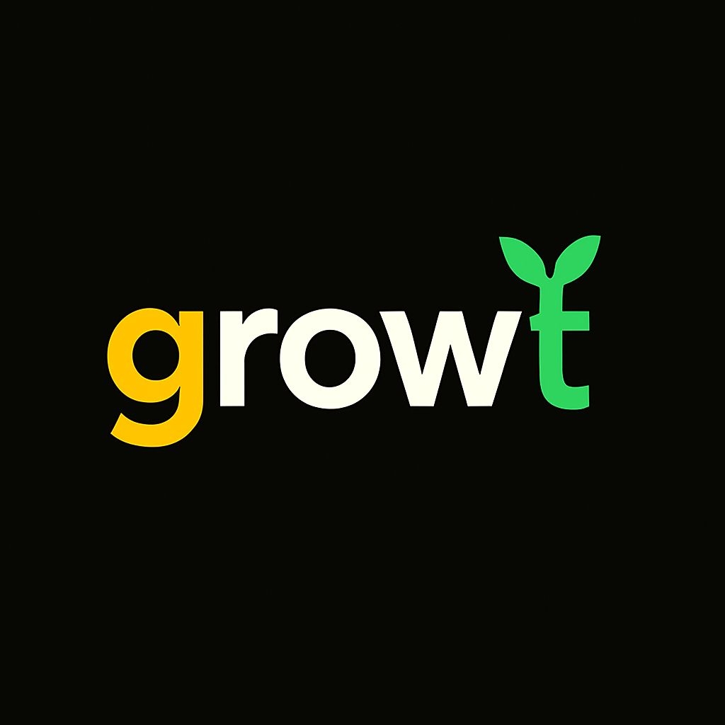 Minimalist Growt Logo Design with Stylized Green Sprout Symbol Logo