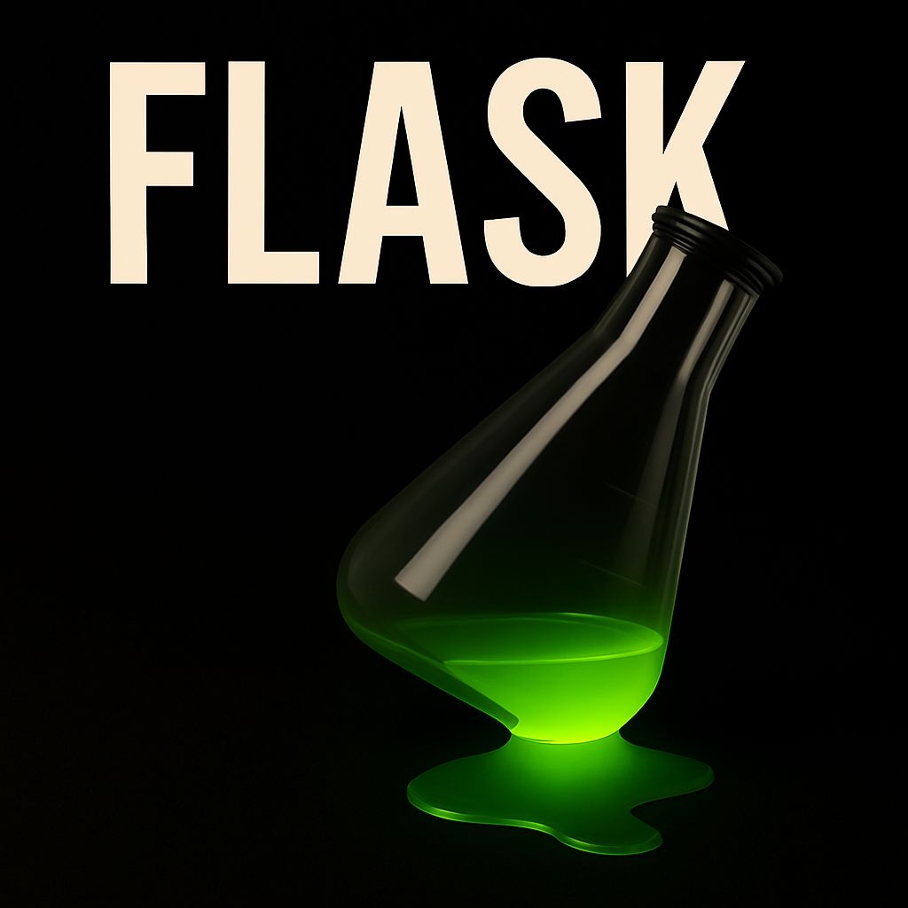 Futuristic Minimalist FLASK Art with Neon Green Liquid Spotify Album Cover