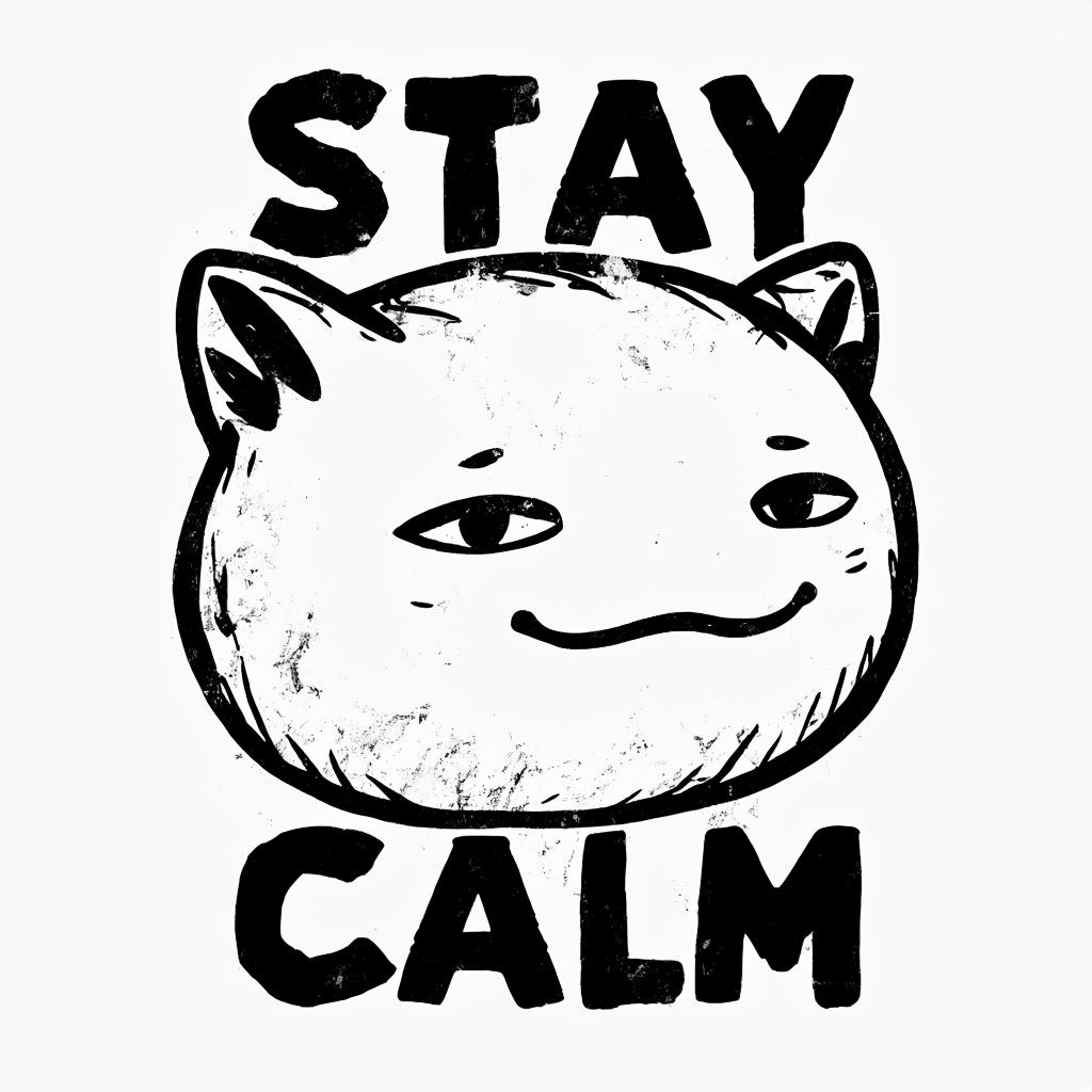Serene Cartoon Creature with Stay Calm Text Design Mug