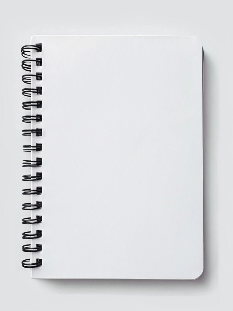 Minimalistic White Spiral Notebook Top-Down Photograph Mockup