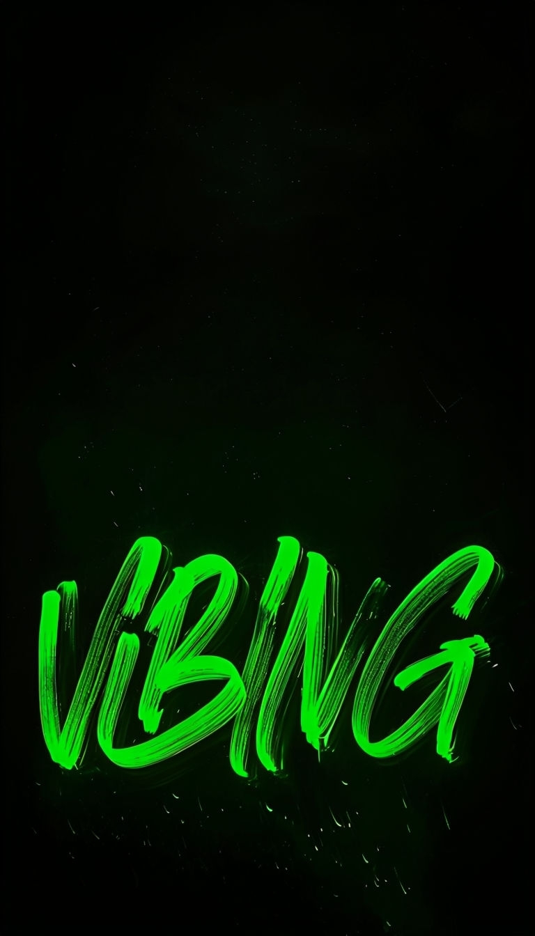 Vibrant Neon 'VIBING' Handwritten Brush Text Phone Case Cover