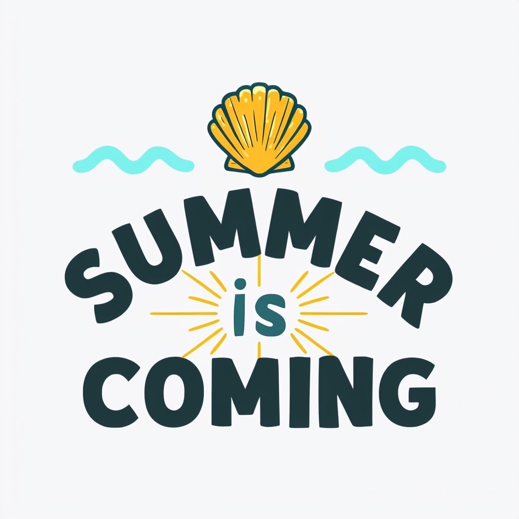Motivational Summer is Coming Quote with Coastal Shell Sticker