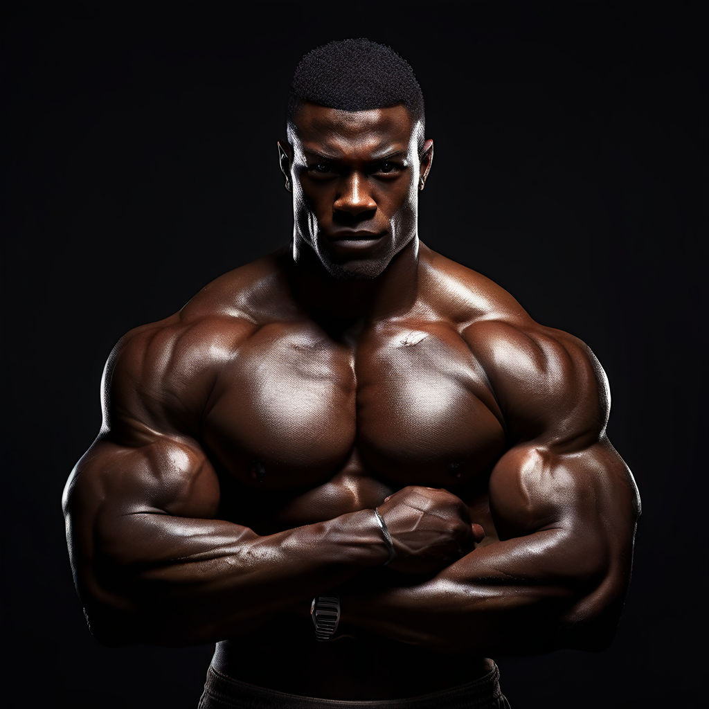 black man with strong muscles portrait