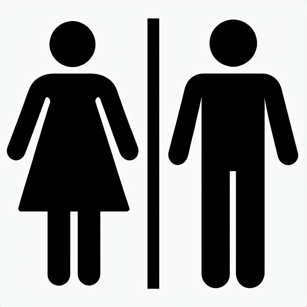 Minimalist Black Stick Figures Restroom Signage Poster