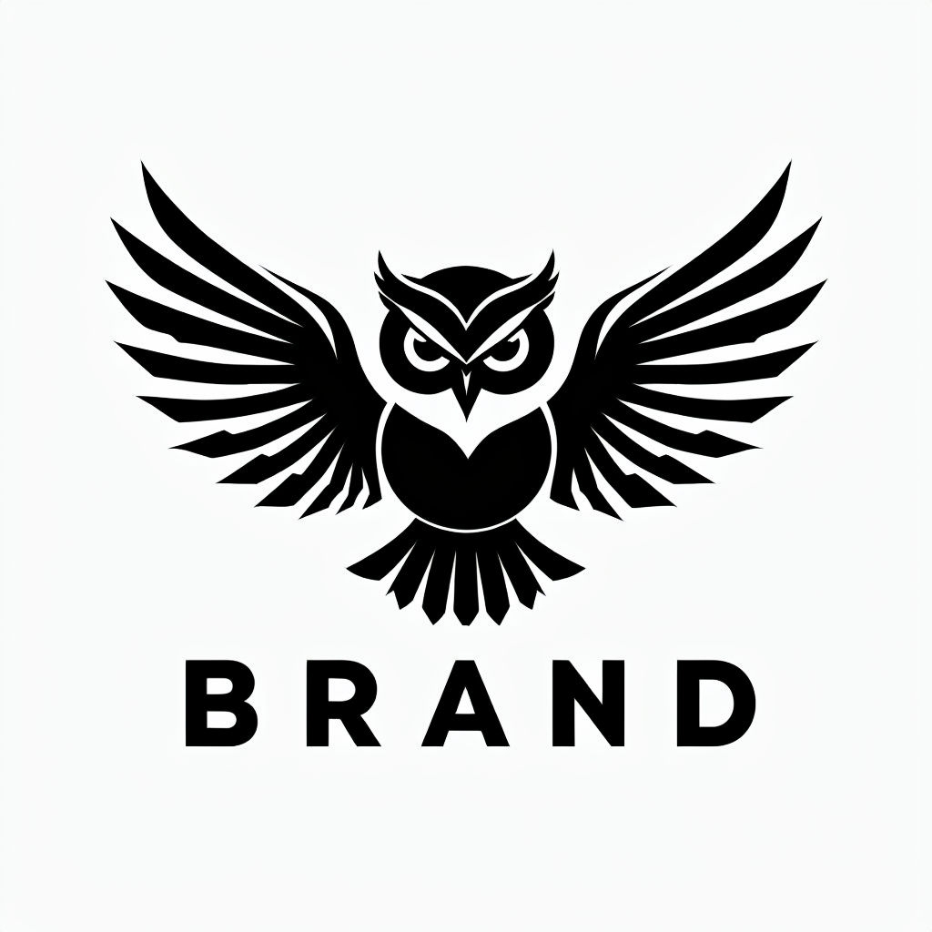 Minimalist Black Owl Logo with Bold Brand Typography Logo