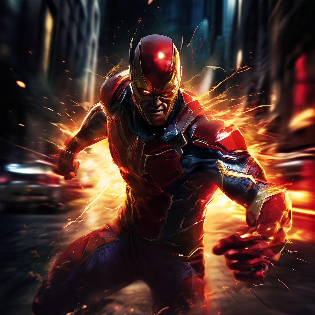 A speedster hero grabs the head of an enraged villain in a d... by 김남균 ...