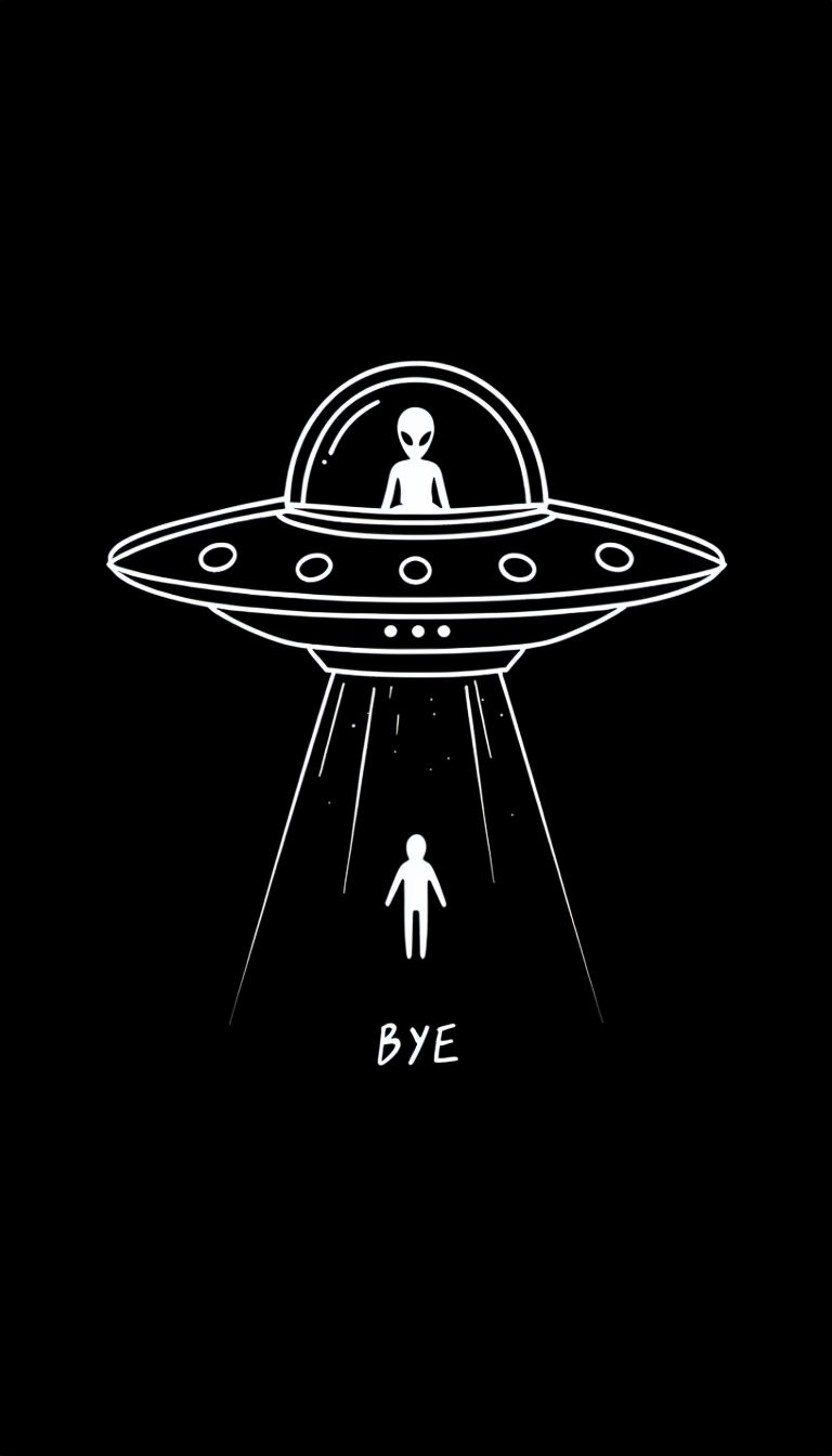 Minimalist UFO Abduction Illustration Phone Case Cover