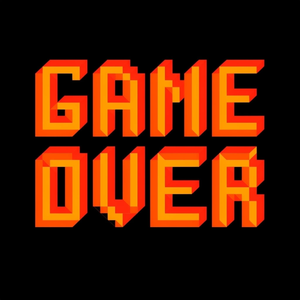 Retro 3D Pixelated Game Over Text T-Shirt